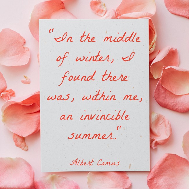 In the middle of winter, I found there was, within me, an invincible summer. - Albert Camus