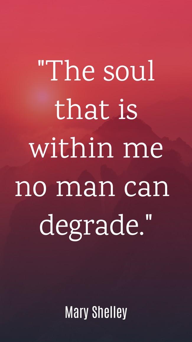 The soul that is within me no man can degrade. - Mary Shelley