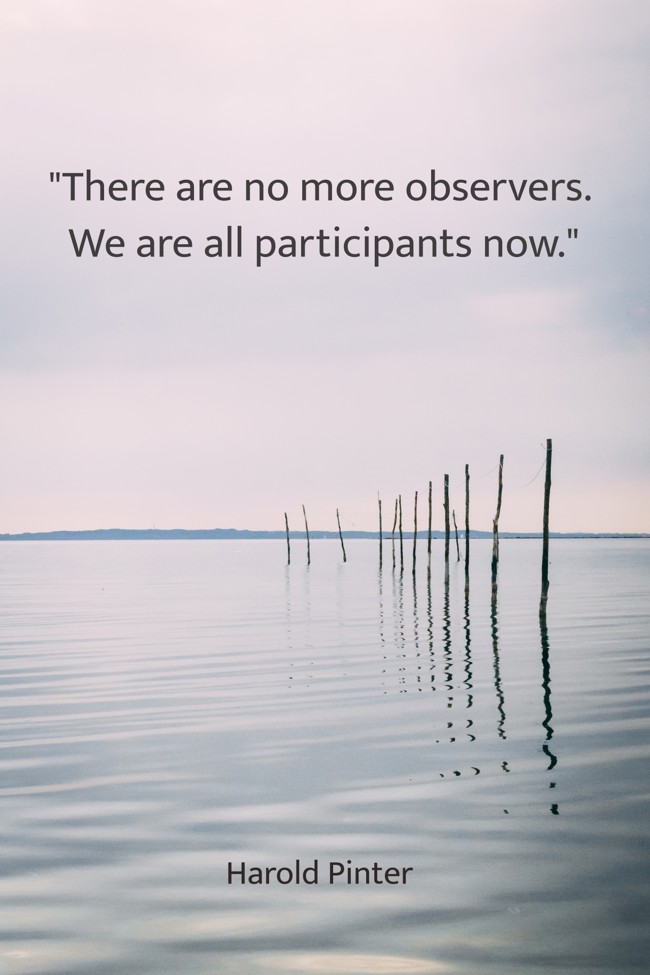 There are no more observers. We are all participants now. - Harold Pinter