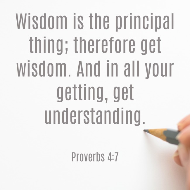 Wisdom is the principal thing; therefore get wisdom. And in all your getting, get understanding. - Proverbs 4:7