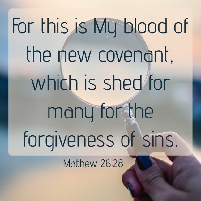 For this is My blood of the new covenant, which is shed for many for the forgiveness of sins. - Matthew 26:28