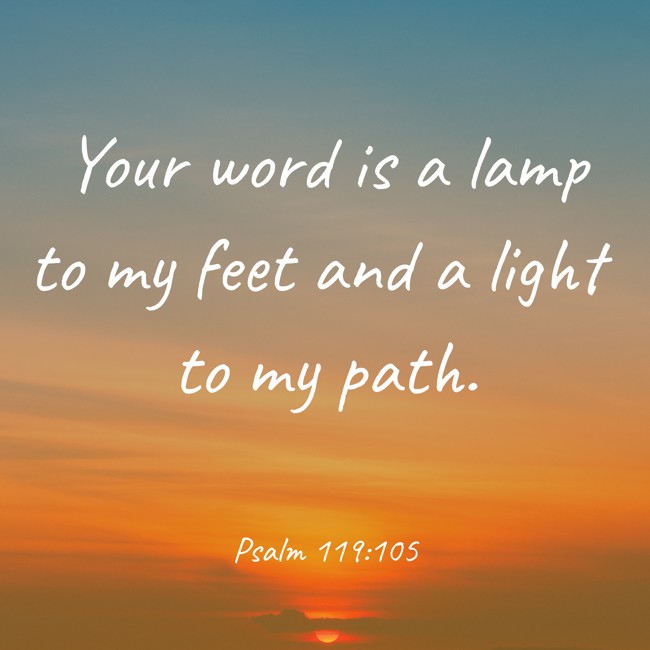 Your word is a lamp to my feet and a light to my path. - Psalm 119:105