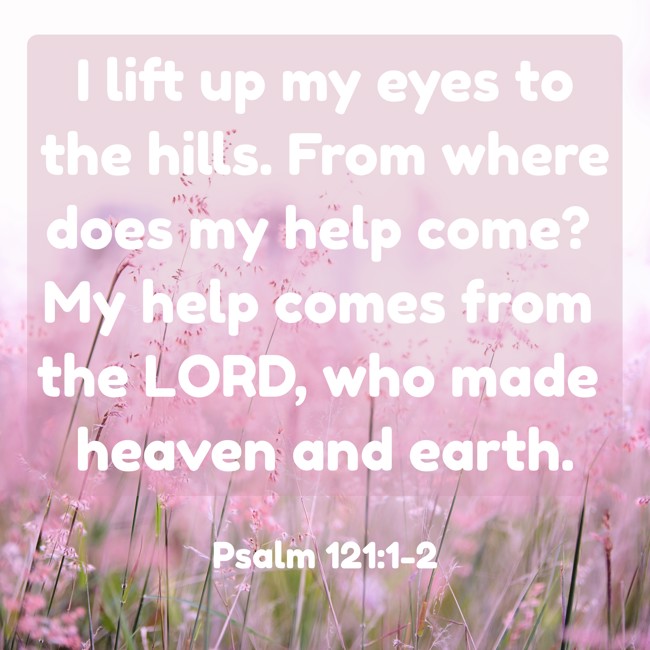 I lift up my eyes to the hills. From where does my help come? My help comes from the LORD, who made heaven and earth. - Psalm 121:1-2