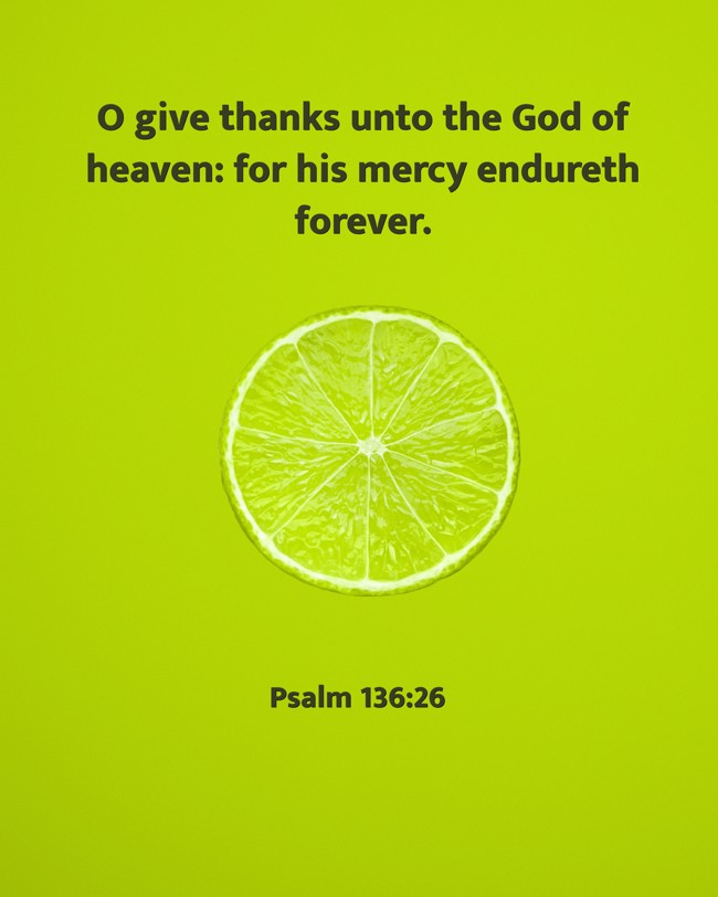O give thanks unto the God of heaven: for his mercy endureth forever. - Psalm 136:26