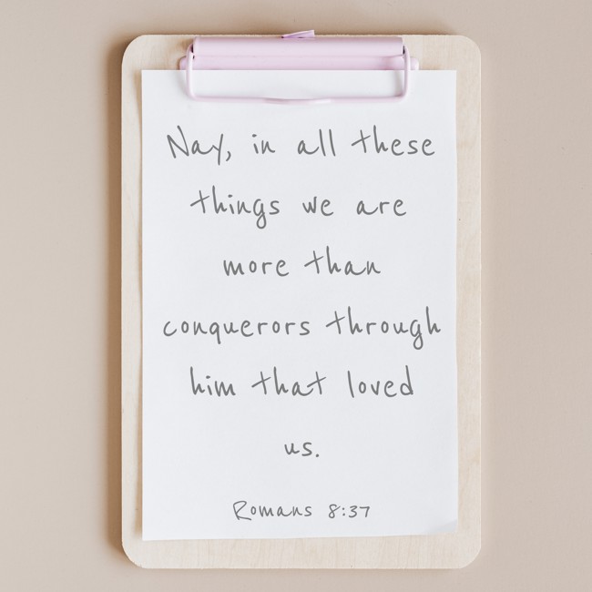 Nay, in all these things we are more than conquerors through him that loved us. - Romans 8:37