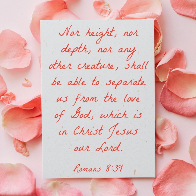 Nor height, nor depth, nor any other creature, shall be able to separate us from the love of God, which is in Christ Jesus our Lord. - Romans 8:39