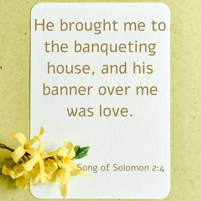 He brought me to the banqueting house, and his banner over me was love. - Song of Solomon 2:4