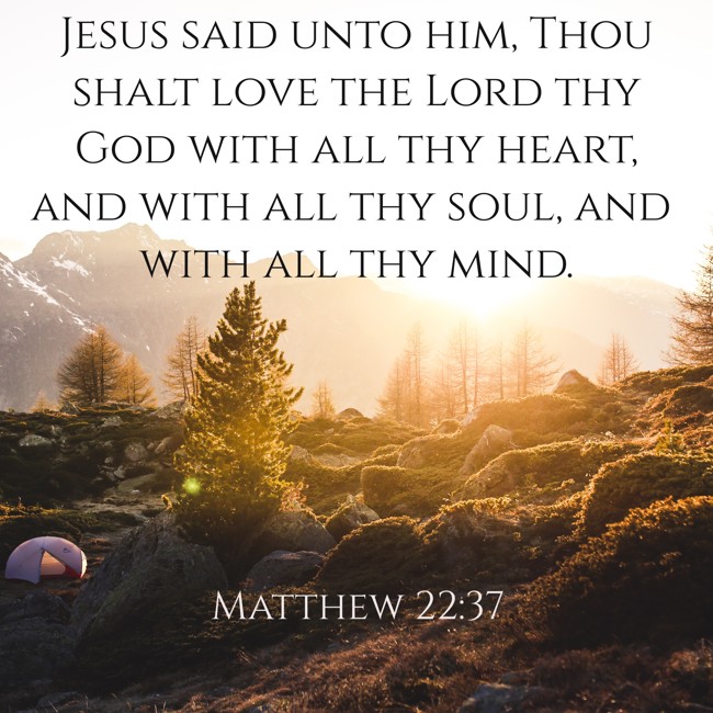 Jesus said unto him, Thou shalt love the Lord thy God with all thy heart, and with all thy soul, and with all thy mind. - Matthew 22:37
