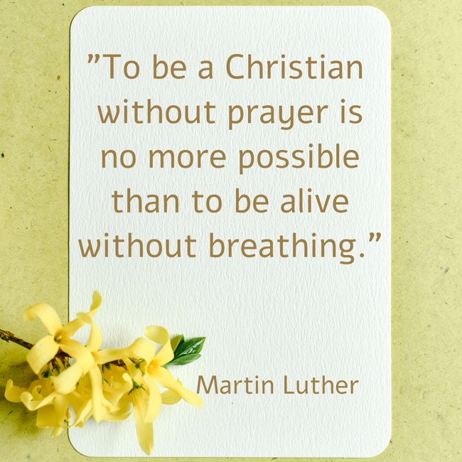 To be a Christian without prayer is no more possible than to be alive without breathing. - Martin Luther