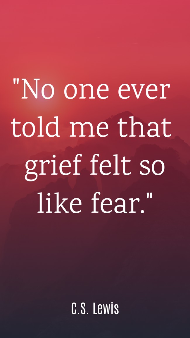 No one ever told me that grief felt so like fear. - C.S. Lewis