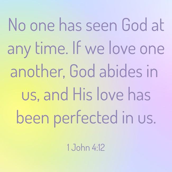 No one has seen God at any time. If we love one another, God abides in us, and His love has been perfected in us. - 1 John 4:12