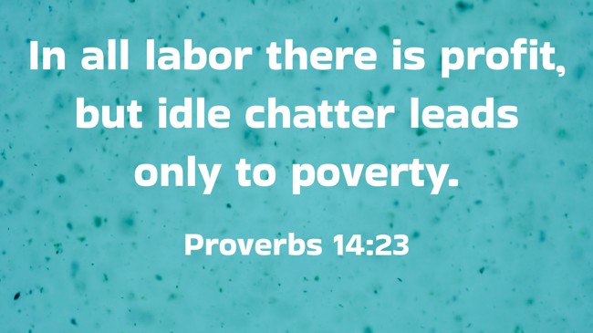 In all labor there is profit, but idle chatter leads only to poverty. - Proverbs 14:23