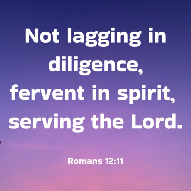 Not lagging in diligence, fervent in spirit, serving the Lord. - Romans 12:11