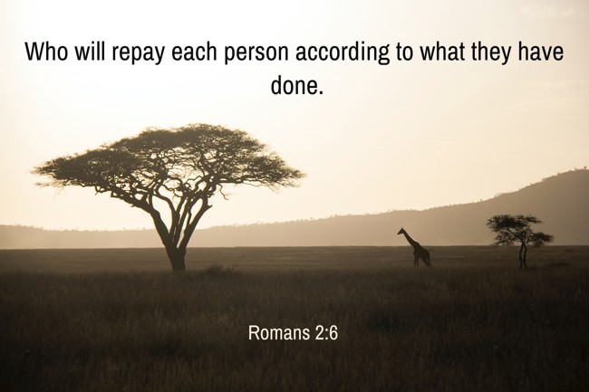 Who will repay each person according to what they have done. - Romans 2:6