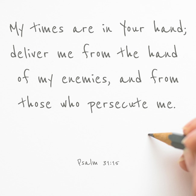 My times are in Your hand; deliver me from the hand of my enemies, and from those who persecute me. - Psalm 31:15
