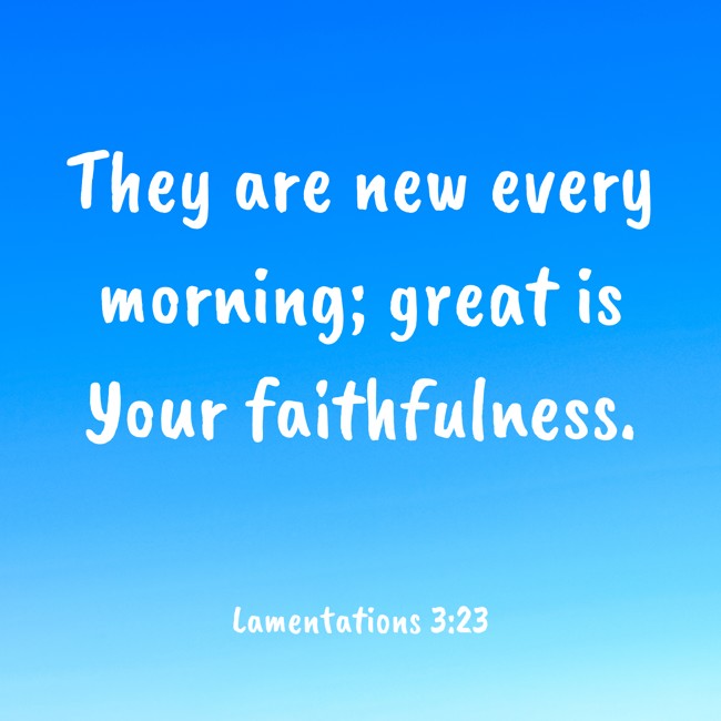 They are new every morning; great is Your faithfulness. - Lamentations 3:23