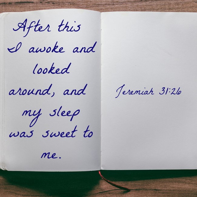 After this I awoke and looked around, and my sleep was sweet to me. - Jeremiah 31:26