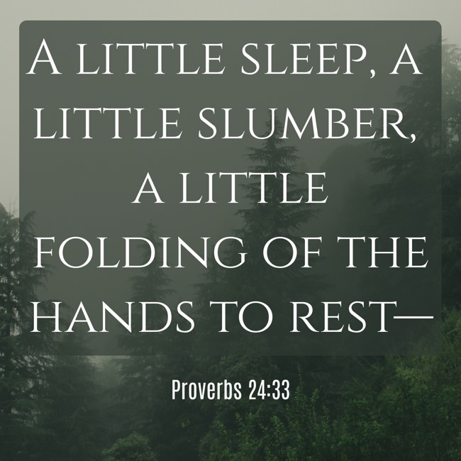 A little sleep, a little slumber, a little folding of the hands to rest— - Proverbs 24:33