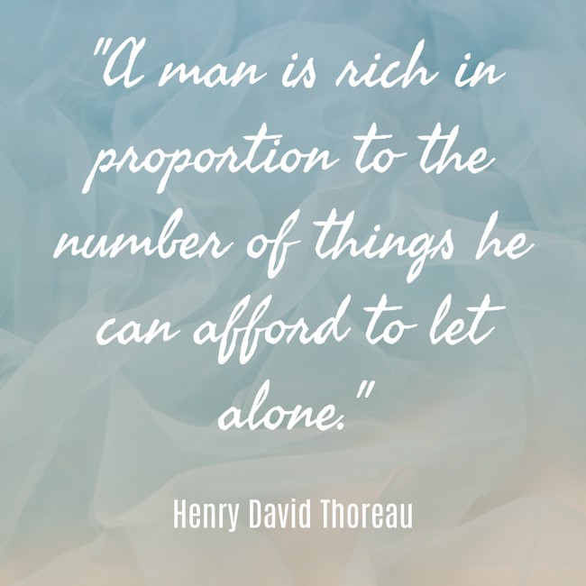 A man is rich in proportion to the number of things he can afford to let alone. - Henry David Thoreau