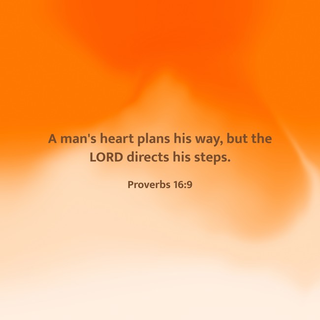 A man's heart plans his way, but the LORD directs his steps. - Proverbs 16:9