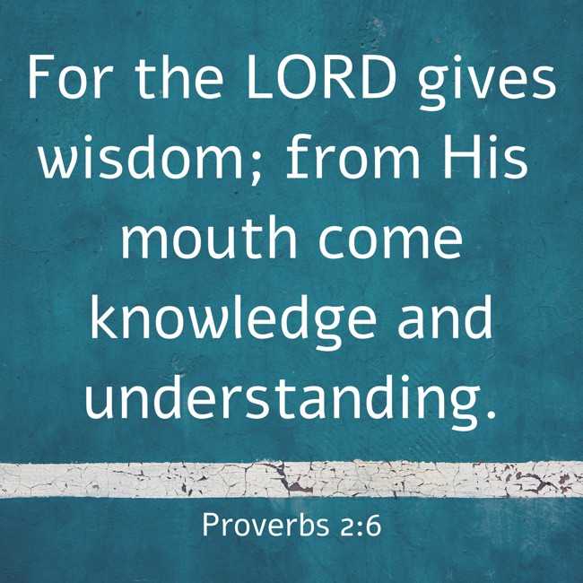 For the LORD gives wisdom; from His mouth come knowledge and understanding. - Proverbs 2:6
