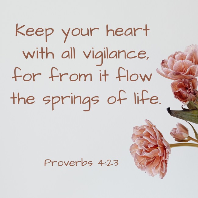 Keep your heart with all vigilance, for from it flow the springs of life. - Proverbs 4:23