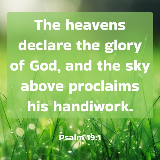 The heavens declare the glory of God, and the sky above proclaims his handiwork. - Psalm 19:1