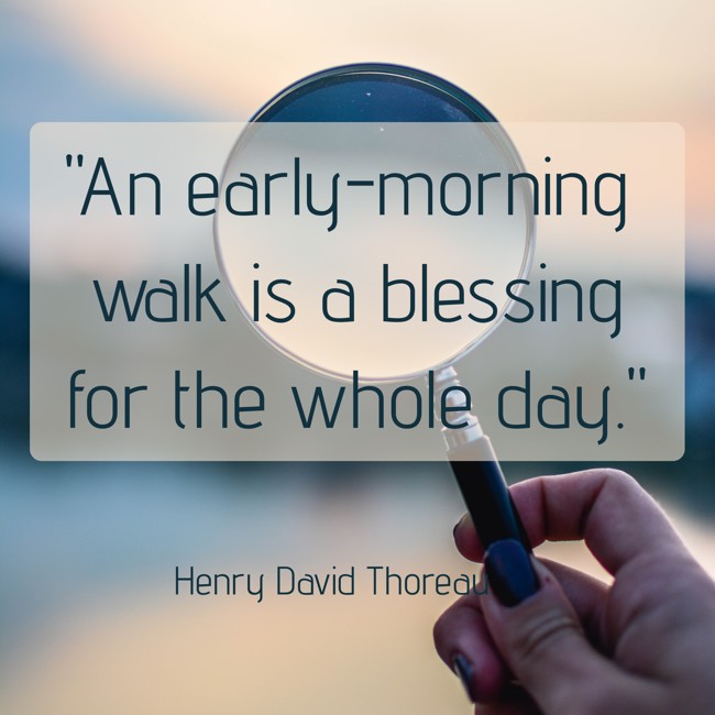 An early-morning walk is a blessing for the whole day. - Henry David Thoreau