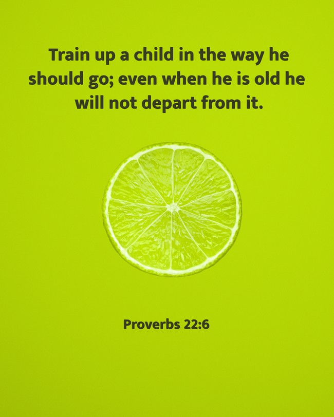 Train up a child in the way he should go; even when he is old he will not depart from it. - Proverbs 22:6