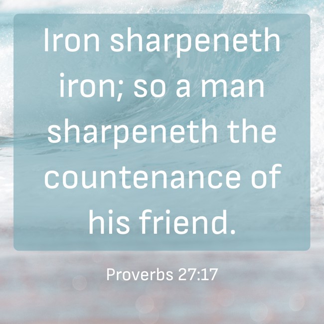 Iron sharpeneth iron; so a man sharpeneth the countenance of his friend. - Proverbs 27:17