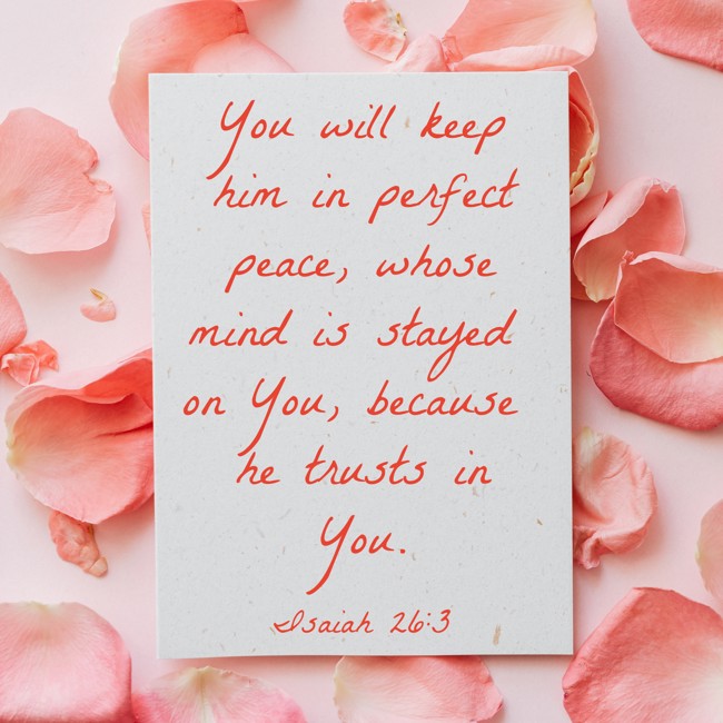 You will keep him in perfect peace, whose mind is stayed on You, because he trusts in You. - Isaiah 26:3