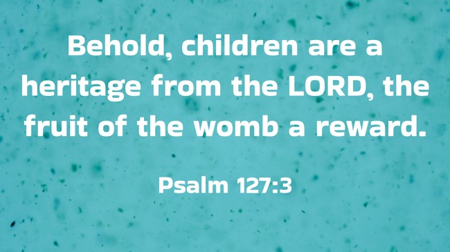 Behold, children are a heritage from the LORD, the fruit of the womb a reward. - Psalm 127:3