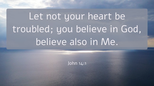 Let not your heart be troubled; you believe in God, believe also in Me. - John 14:1