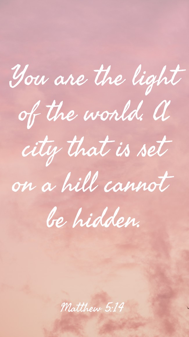 You are the light of the world. A city that is set on a hill cannot be hidden. - Matthew 5:14