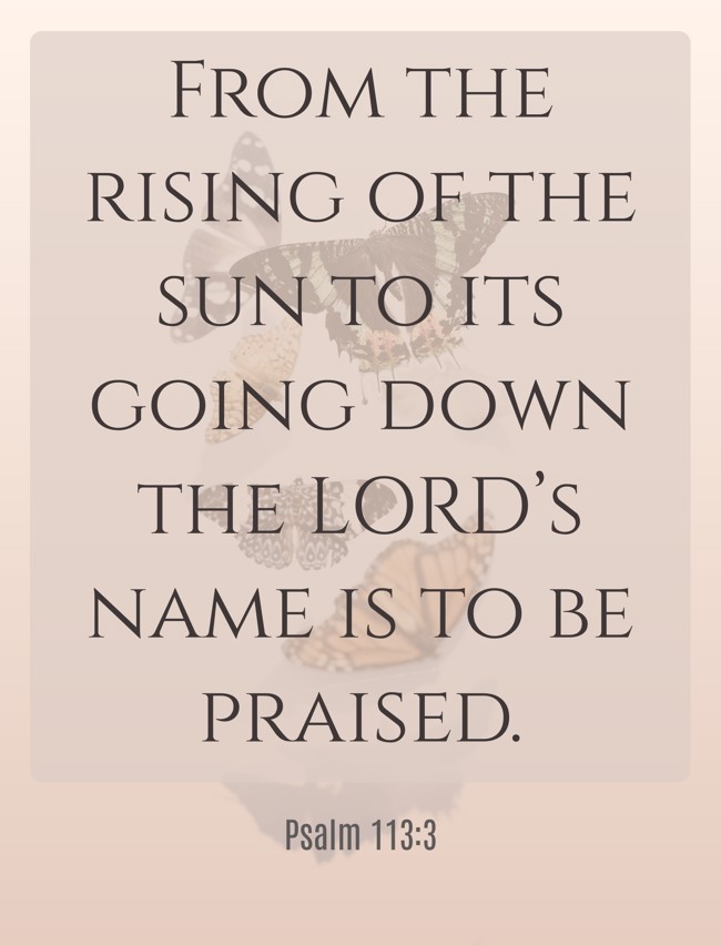 From the rising of the sun to its going down the LORD’s name is to be praised. - Psalm 113:3