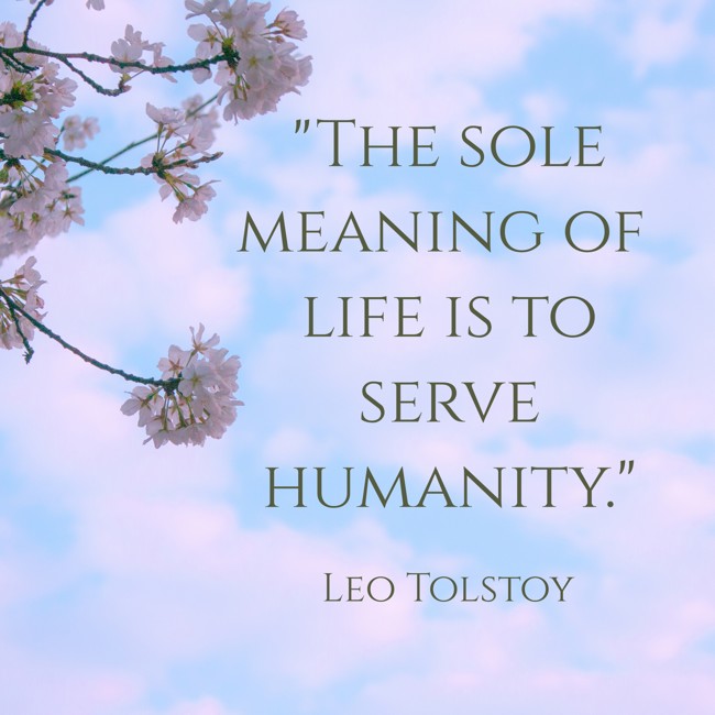 The sole meaning of life is to serve humanity. - Leo Tolstoy