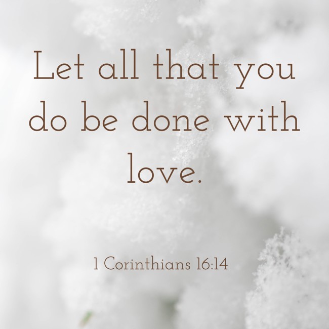 Let all that you do be done with love. - 1 Corinthians 16:14