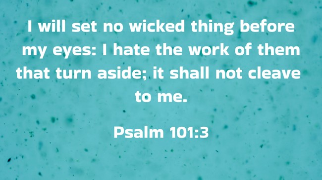 I will set no wicked thing before my eyes: I hate the work of them that turn aside; it shall not cleave to me. - Psalm 101:3
