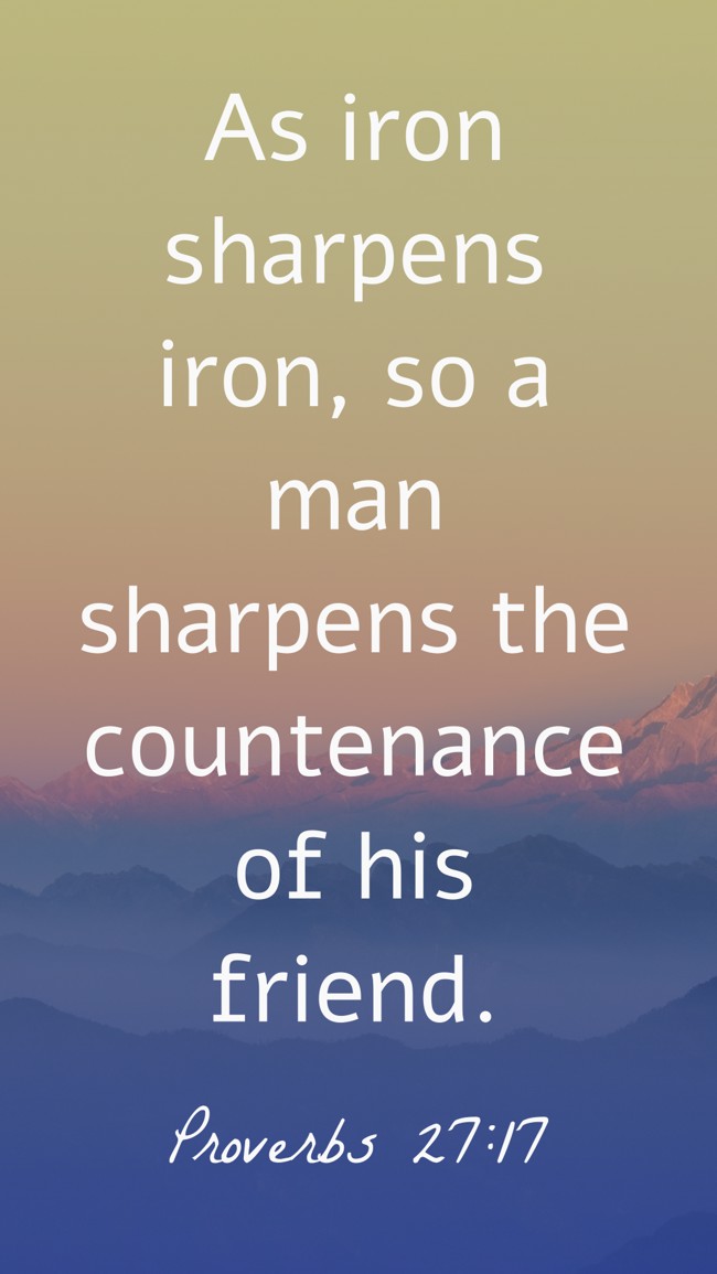 As iron sharpens iron, so a man sharpens the countenance of his friend. - Proverbs 27:17