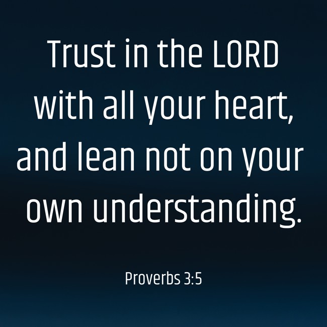 Trust in the LORD with all your heart, and lean not on your own understanding. - Proverbs 3:5