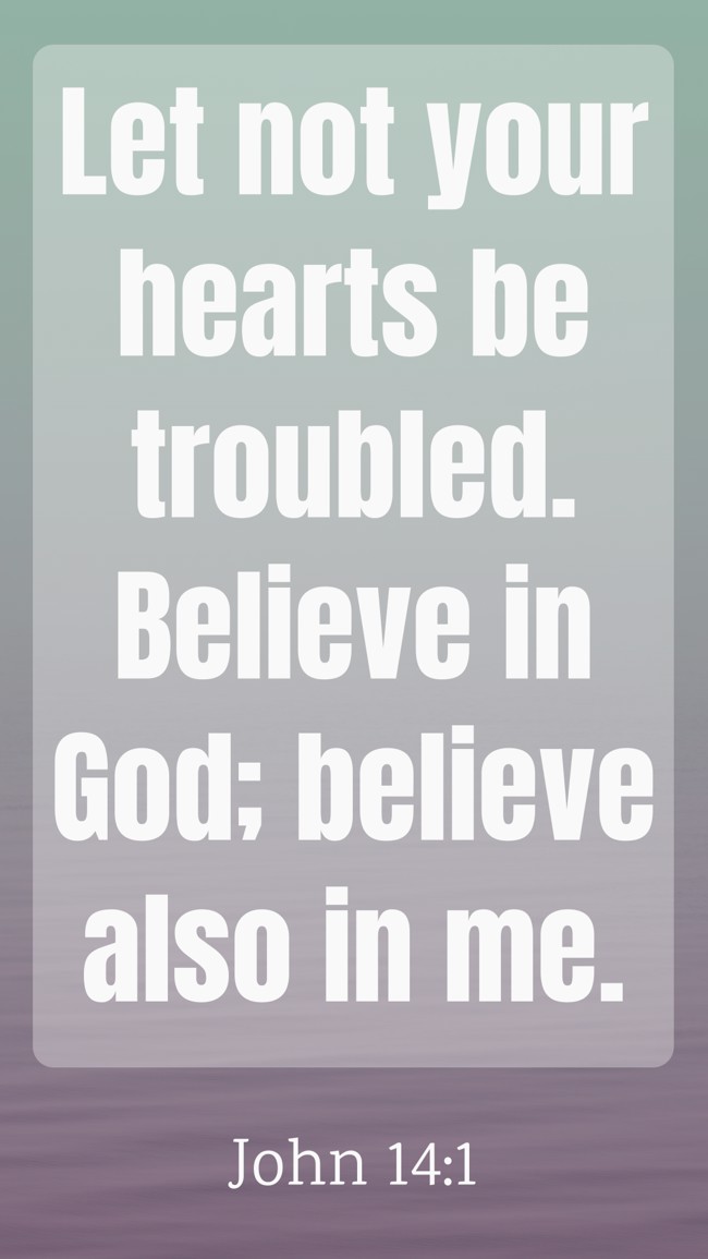 Let not your hearts be troubled. Believe in God; believe also in me. - John 14:1