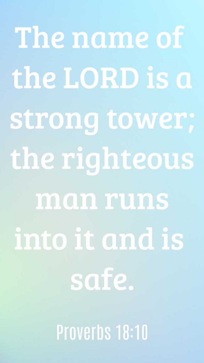 The name of the LORD is a strong tower; the righteous man runs into it and is safe. - Proverbs 18:10