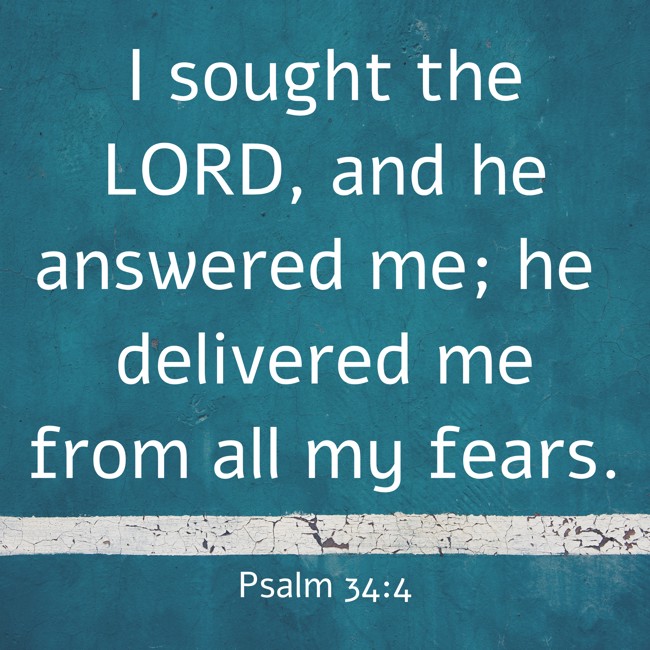 I sought the LORD, and he answered me; he delivered me from all my fears. - Psalm 34:4