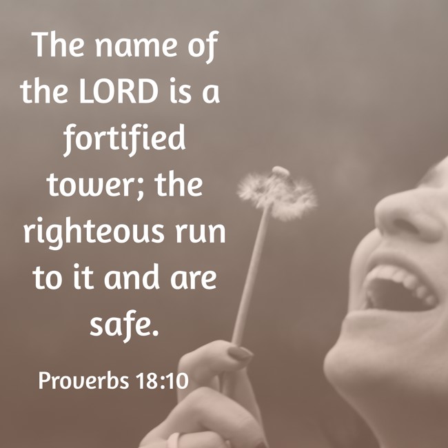 The name of the LORD is a fortified tower; the righteous run to it and are safe. - Proverbs 18:10