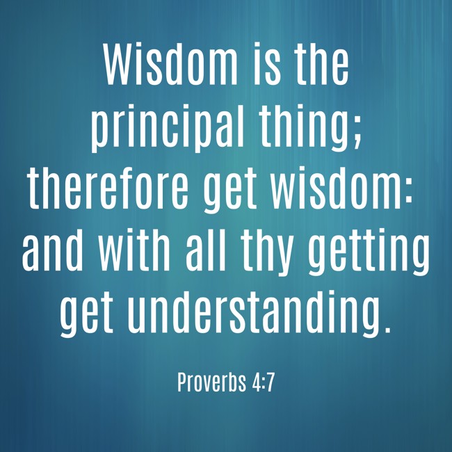 Wisdom is the principal thing; therefore get wisdom: and with all thy getting get understanding. - Proverbs 4:7