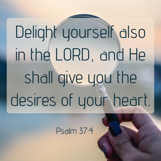 Delight yourself also in the LORD, and He shall give you the desires of your heart. - Psalm 37:4
