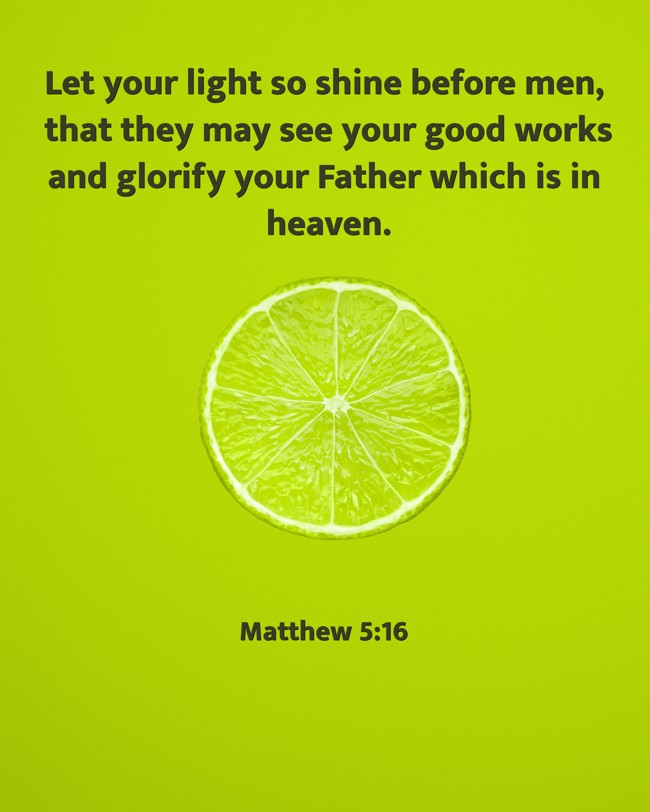 Let your light so shine before men, that they may see your good works and glorify your Father which is in heaven. - Matthew 5:16