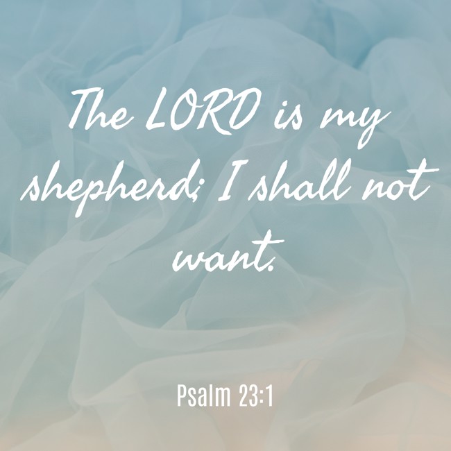 The LORD is my shepherd; I shall not want. - Psalm 23:1