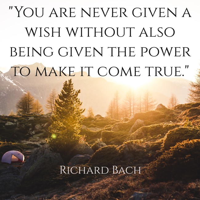 You are never given a wish without also being given the power to make it come true. - Richard Bach