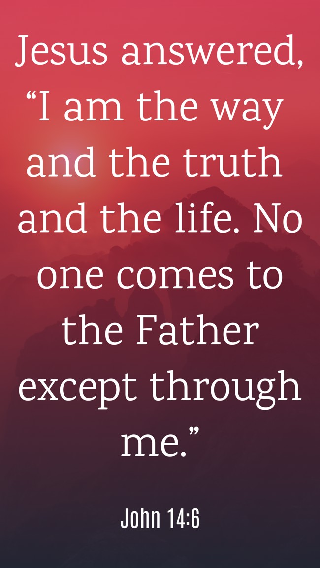 Jesus answered, “I am the way and the truth and the life. No one comes to the Father except through me.” - John 14:6